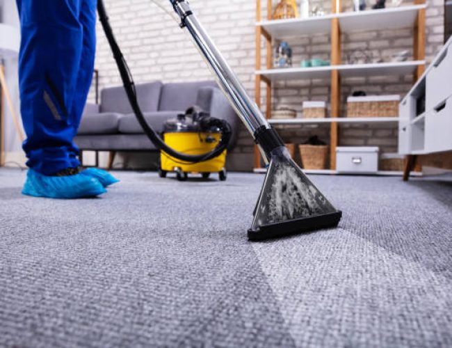 Human Cleaning Carpet In The Living Room Using Vacuum Cleaner At Home
